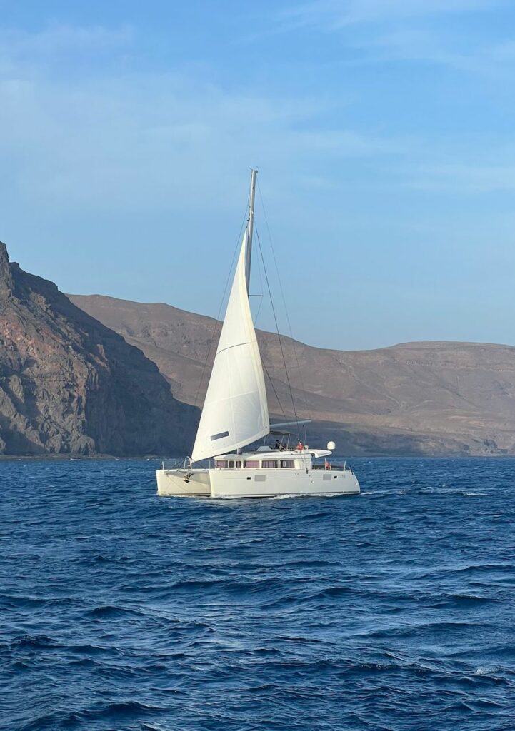 catamaran à voile naviguant dans la mer