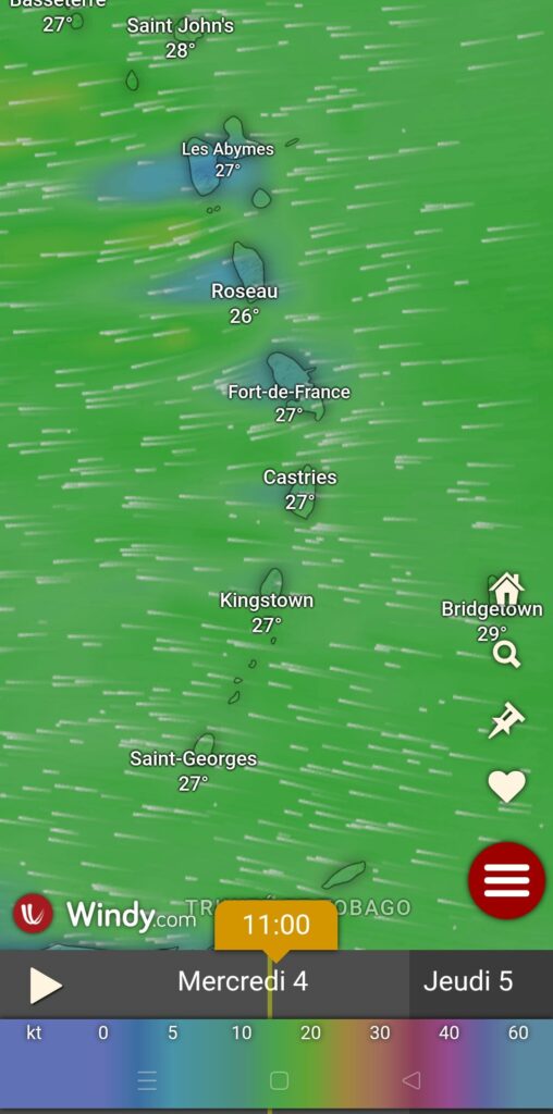 Capture d'écran appli Windy