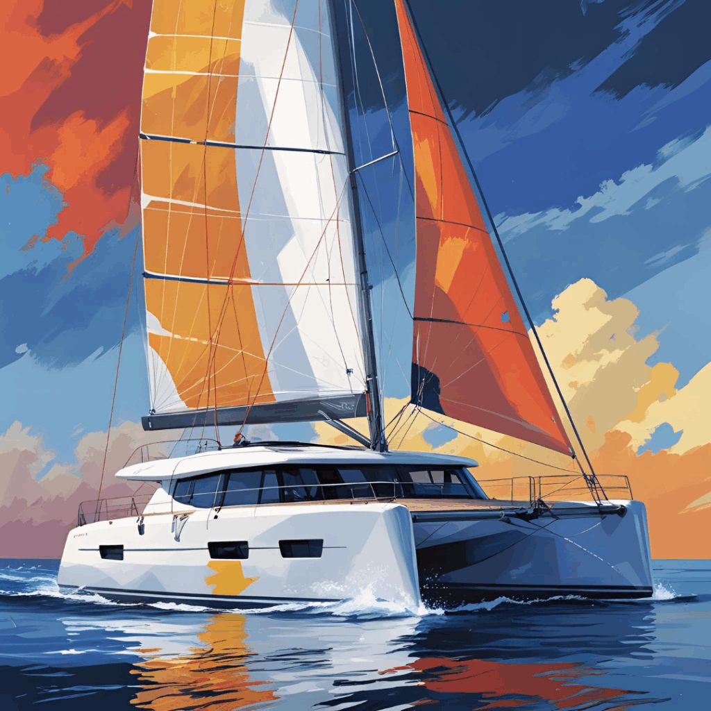 Dessin catamaran qui navigue