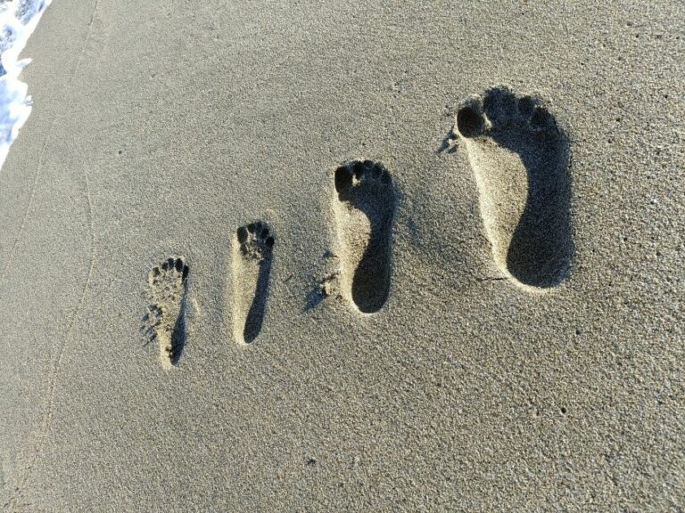 Traces de quatre pas dans le sable