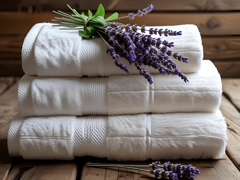 serviette de bain avec lavande