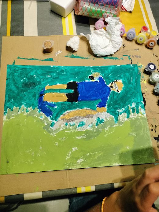 Peinture-papa-avec-tortue-comment-occuper-ses-enfants-sans-ecran