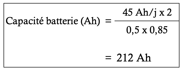 Calcul - capacite batterie exemple AGM - autonomie electrique