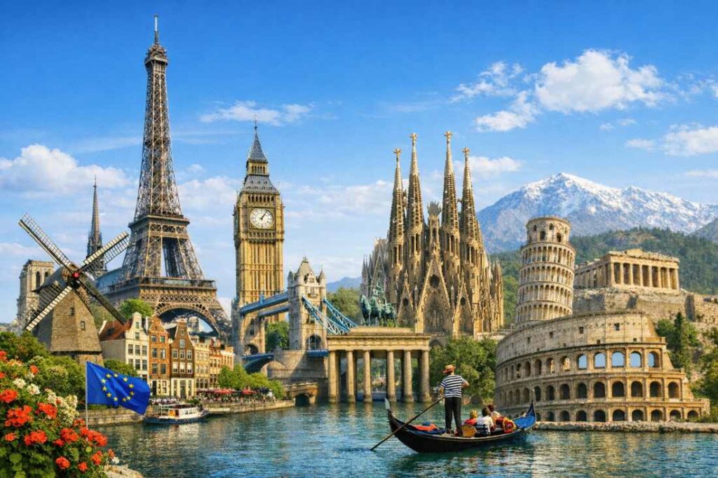 securite sociale et voyage - europe_monuments